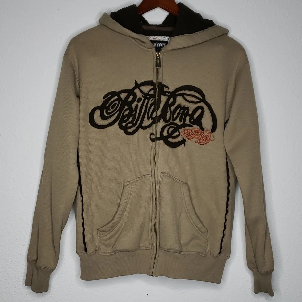 Vintage Billabong Mens Embroidered Logo Full Zip Hoodie Size M Preppy Y2K Fleece - Picture 2 of 16
